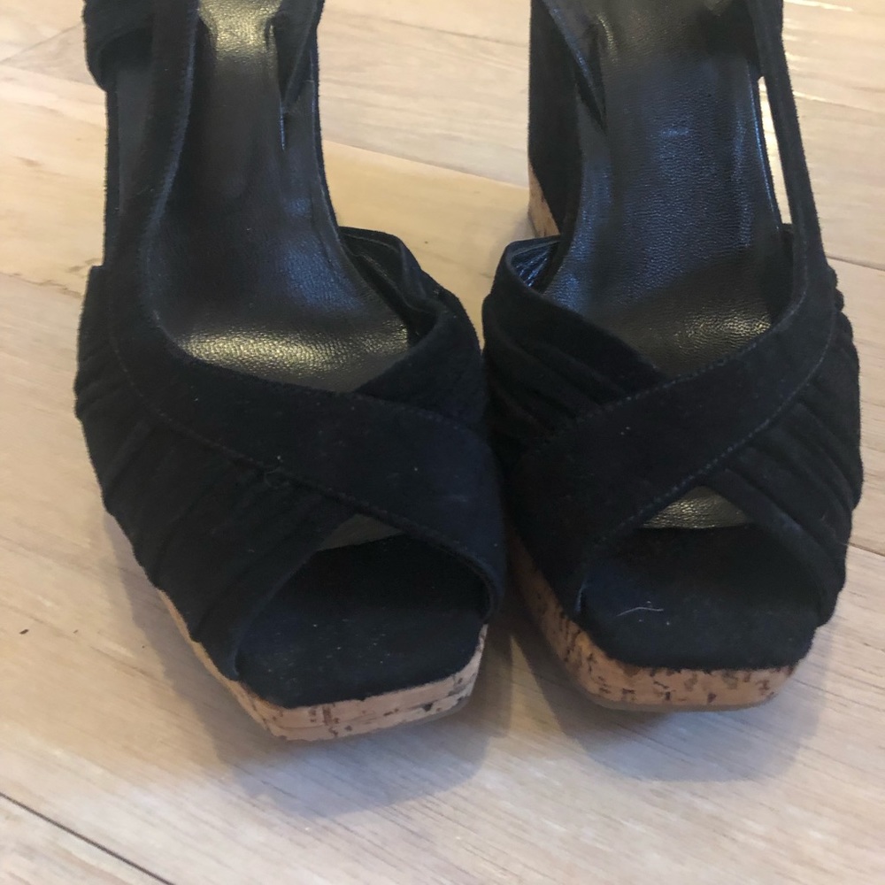 PRADA Black Suede Cork Wedges - Size 8 - Picture 5 of 8